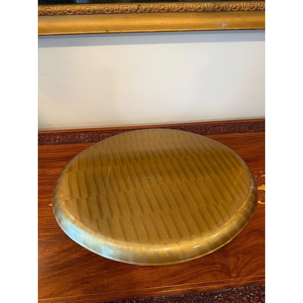 Vintage Gold Lacquer Tray, Hand Painted Butterfly Oval‎ Serving Tray - 18